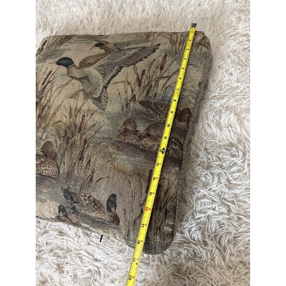 Vintage Tapestry Pillow Cover Duck Mallard Water Scene Throw Accent Cushion - Picture 4 of 5